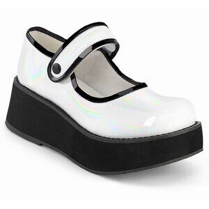 DEMONIA Sprite-01 White Holographic Mary Jane platforms